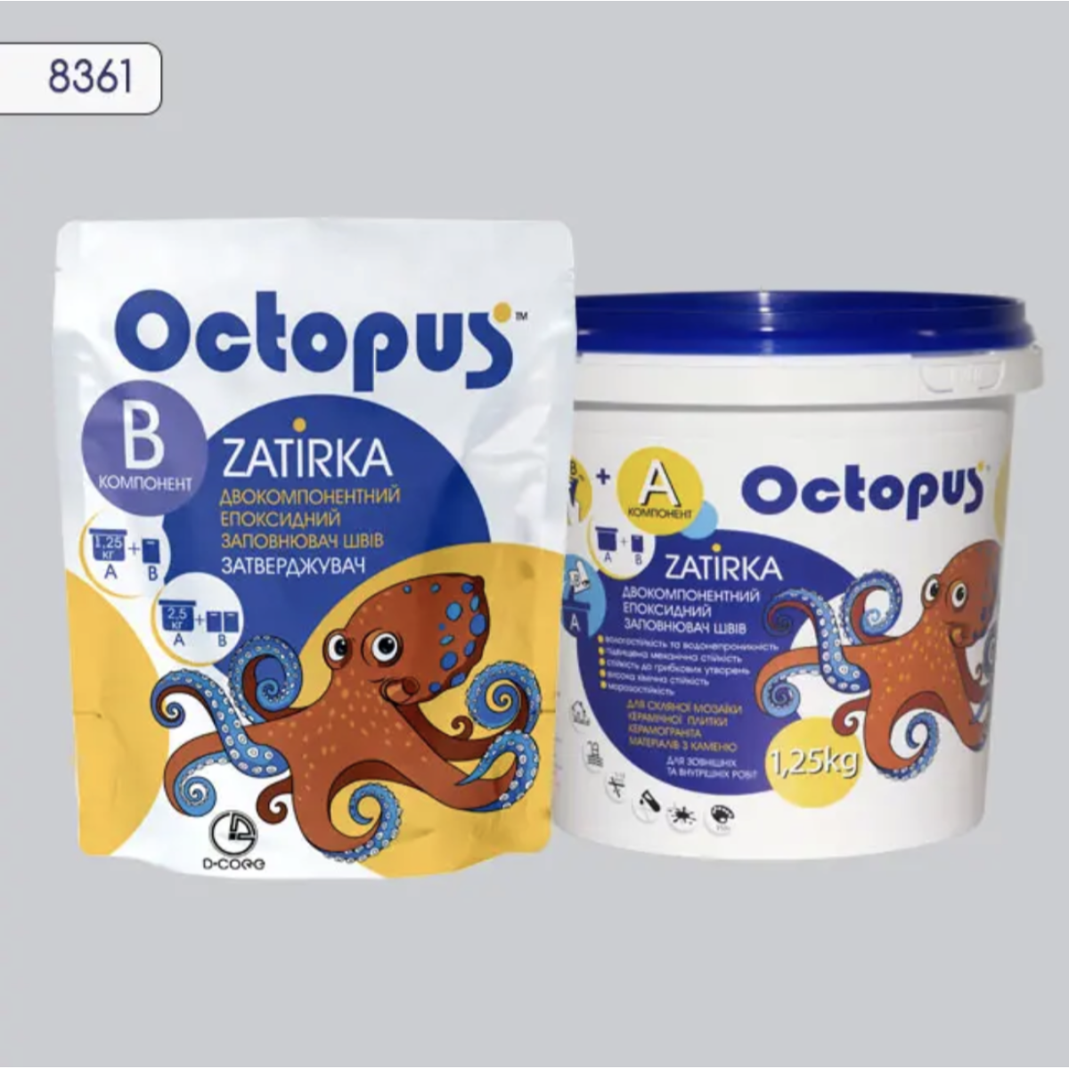 Двокомпонентна епоксидна фуга Octopus Zatirka колір 8361, 1,25 кг